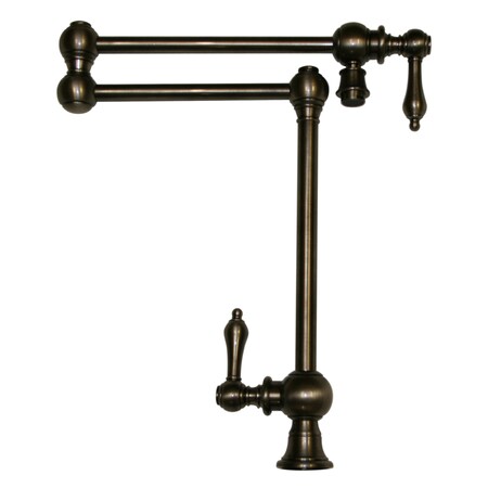 Whitehaus Deck Mount Retractable Swing Spout Pot Filler W/ Lvr Handles And Swive WHKPFDLV3-9555-P